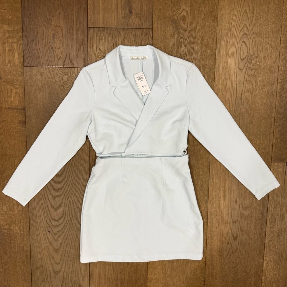 NWT Abercrombie & Fitch Wrap-Front Cutout Blazer Dress Light Blue